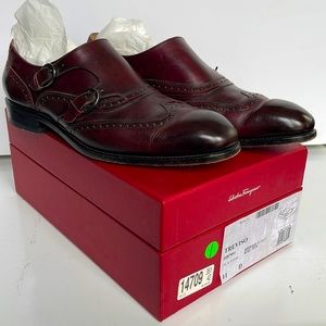 Salvatore Ferragamo treviso Bordeaux Nero trim mens size 11 leather shoe